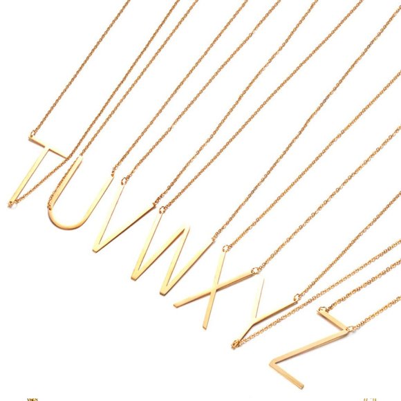 Large Initial Pendant Monogram Oversized Necklace - Picture 6 of 7